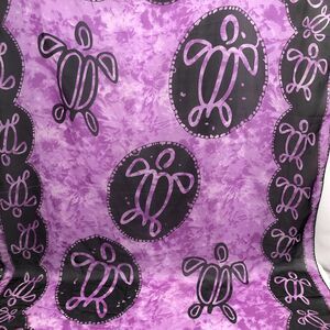 Sea Turtle Beach Scarf Purple Black Sheer Cover Up or Use For Home Decor